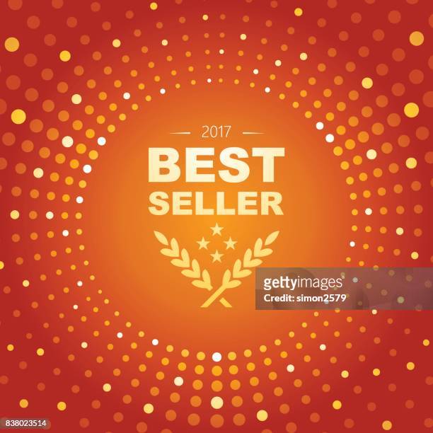 best seller emblem with circle shape and glowing lights abstract theme - success stock illustrations
