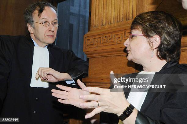 Jan Meyers, a lawyer representing French bank BNP Paribas, and Francoise Lefevre, a lawyer representing Belgian-Dutch financial services Fortis, are...