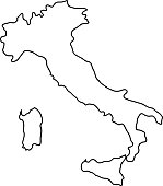 Italy map of black contour curves of vector illustration