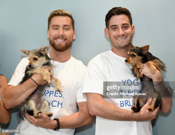 Lance Bass and Michael Turchin with their dogs Chip and Dale at Natural Balance Pet Foods announce new formula with Lance Bass and Downward Dogs -...