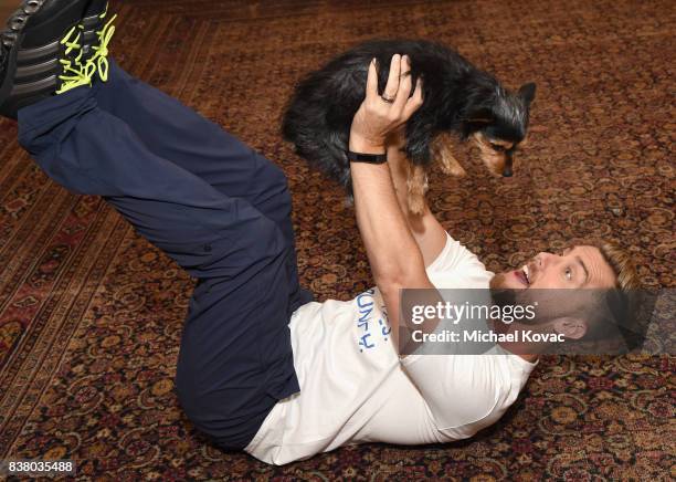 Lance Bass with his dog Dale at Natural Balance Pet Foods announce new formula with Lance Bass and Downward Dogs - Literally - at The DEN Meditation...