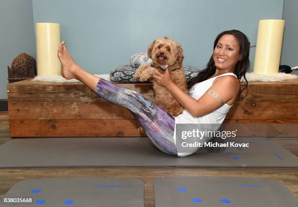 Founder of Doga Alchemy Stephanie Kang and Daisy at Natural Balance Pet Foods announce new formula with Lance Bass and Downward Dogs - Literally - at...