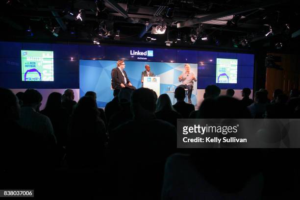 Jon Fortt, Co-Anchor of CNBC's Squawk Alley , moderates a debate between LinkedIn Co-Founder and Greylock Partner Reid Hoffman and Founder & CEO of...