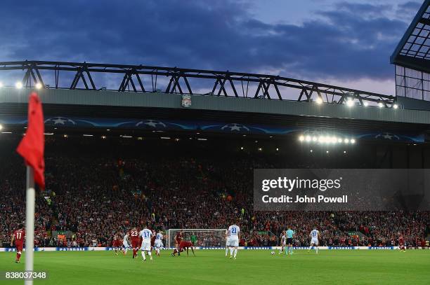 General view during the UEFA Champions League Qualifying Play-Offs round second leg match between Liverpool FC and 1899 Hoffenheim at Anfield on...