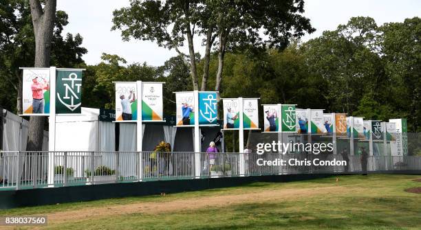 Past champion banners are seen during practice for THE NORTHERN TRUST at Glen Oaks Club on August 23 in Old Westbury, New York.