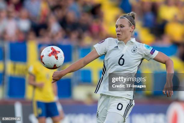 Kristin Demann of Germany controls the ball during the Group B match between Germany and Sweden during the UEFA Women's Euro 2017 at Rat Verlegh...