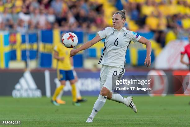 Kristin Demann of Germany controls the ball during the Group B match between Germany and Sweden during the UEFA Women's Euro 2017 at Rat Verlegh...