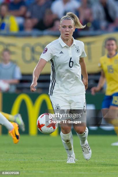 Kristin Demann of Germany controls the ball during the Group B match between Germany and Sweden during the UEFA Women's Euro 2017 at Rat Verlegh...