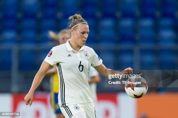 Kristin Demann of Germany controls the ball during the Group B match between Germany and Sweden during the UEFA Women's Euro 2017 at Rat Verlegh...