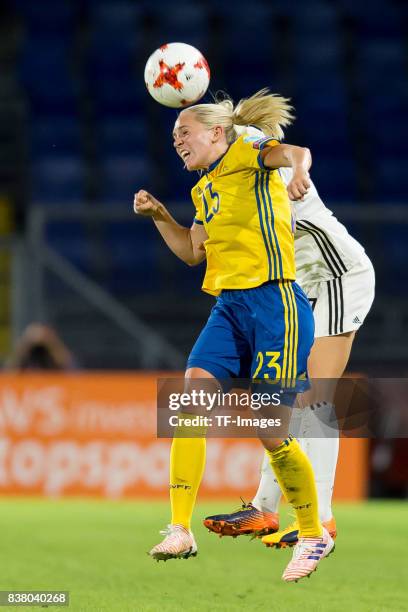 Elin Rubensson of Sweden battle for the ball l during the Group B match between Germany and Sweden during the UEFA Women's Euro 2017 at Rat Verlegh...