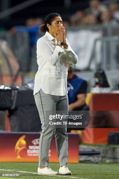 Head coach Steffi Jones of Germany gestures during the Group B match between Germany and Sweden during the UEFA Women's Euro 2017 at Rat Verlegh...