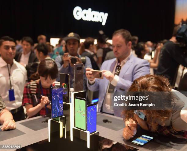 Samsung unveils the Galaxy Note8 during Unpacked at Park Avenue Armory on August 23, 2017 in New York City.