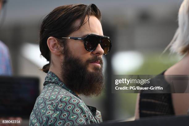 Jared Leto is seen visiting the set of "Extra" on August 23, 2017 in Los Angeles, California.