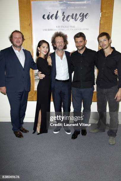 Producer Mathieu Ripka, Actress Audrey Giacomini, Director Olivier Lorelle, Producer Edouard Mauriat and Actor Cyril Descours attend "Ciel Rouge"...