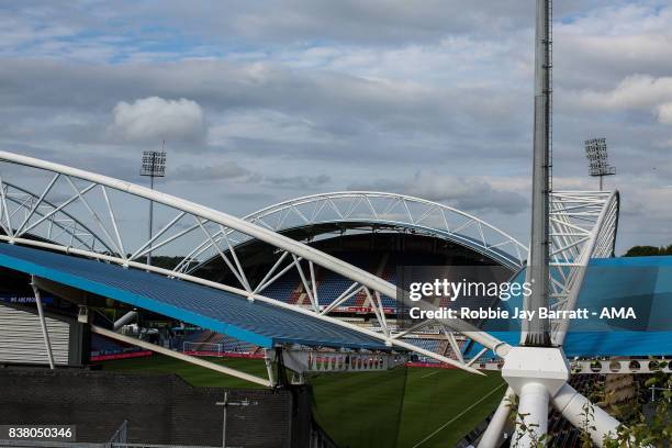 The John Smiths Stadium, home stadium of Huddersfield Town prior to the Carabao Cup Second Round match between Huddersfield Town and Rotherham United...