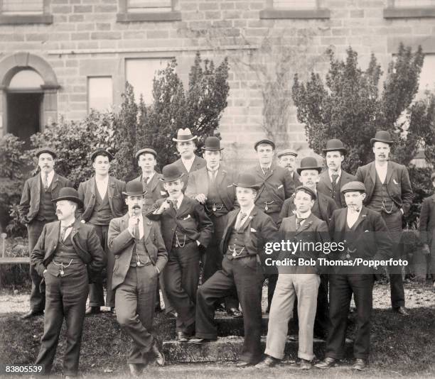 The Sheffield United team that won the FA Cup in 1902 defeating Southampton in a replay at Crystal Palace, wearing their winners' medals on their...