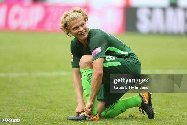 Jesper Verlaat of Bremen looks on during the Telekom Cup 2017 Final between SV Werder Bremen and FC Bayern Muenchen at Borussia Park on July 15, 2017...