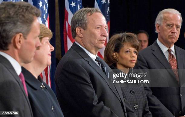 President-elect Barack Obama announces New York Federal Reserve Bank president Timothy Geithner as his choice for treasury secretary, Christina Romer...