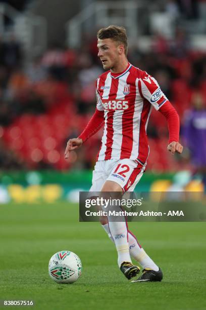 Josh Tymon of Stoke City during the Carabao Cup Second Round match between Stoke City and Rochdale at Bet365 Stadium on August 23, 2017 in Stoke on...