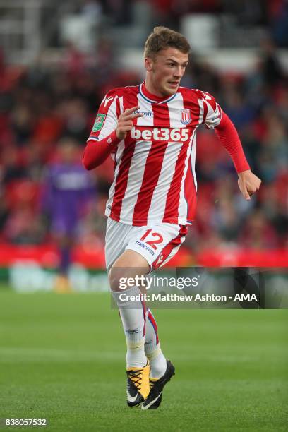 Josh Tymon of Stoke City during the Carabao Cup Second Round match between Stoke City and Rochdale at Bet365 Stadium on August 23, 2017 in Stoke on...