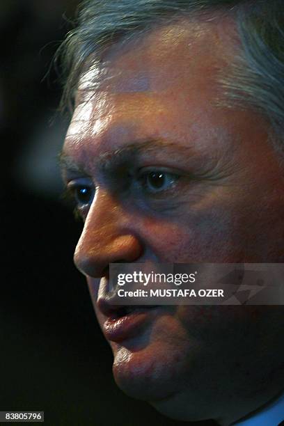 Foreign Minister of Armenia, Edward Nalbandian talks to the media prior to a meeting with secretary general of the Black Sea Economic Coorporation ,...