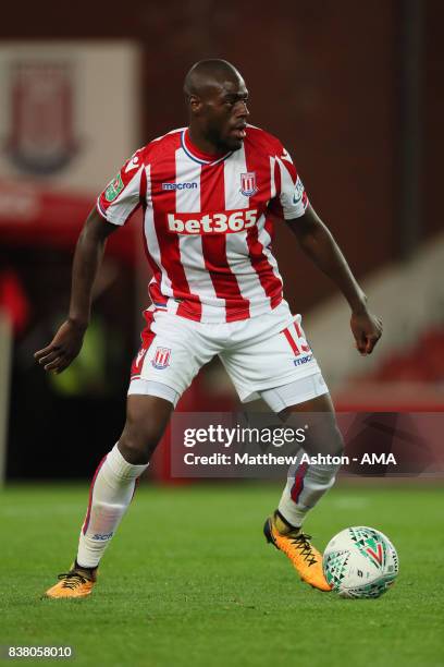 Bruno Martins Indi of Stoke City during the Carabao Cup Second Round match between Stoke City and Rochdale at Bet365 Stadium on August 23, 2017 in...