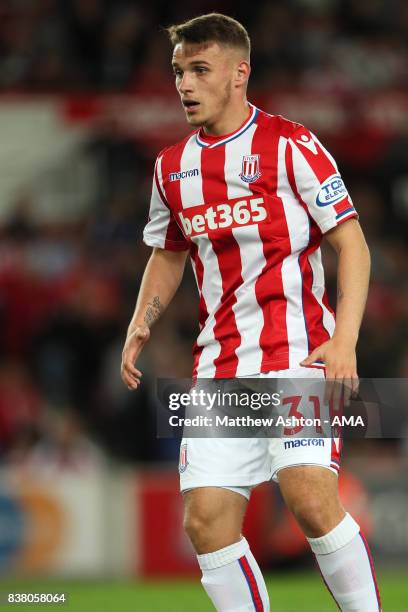 Thibaud Verlinden of Stoke City during the Carabao Cup Second Round match between Stoke City and Rochdale at Bet365 Stadium on August 23, 2017 in...