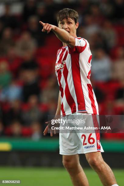 Philipp Wollscheid of Stoke City during the Carabao Cup Second Round match between Stoke City and Rochdale at Bet365 Stadium on August 23, 2017 in...