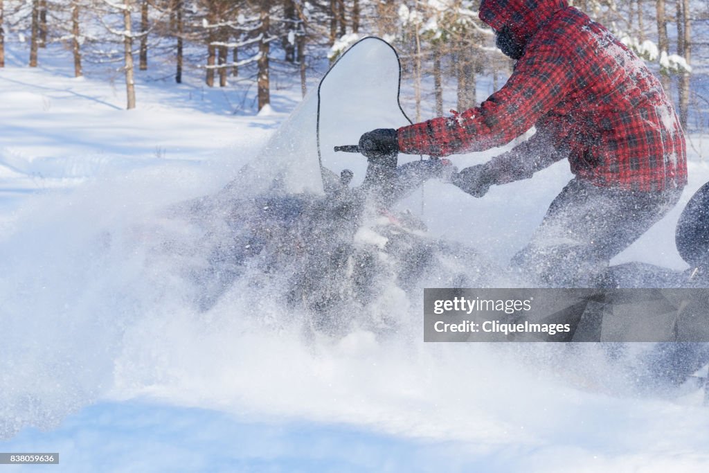 Fast and furious snowmobile ride