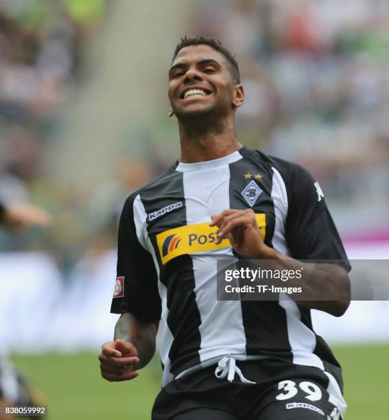 Kwame Yeboah of Moenchengladbach looks on during the Telekom Cup 2017 3rd place match between Borussia Moenchengladbach and TSG Hoffenheim at...