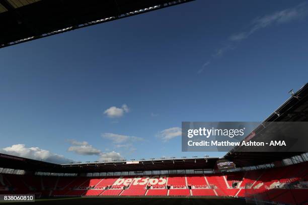 General view of the Bet365 Stadium home of Stoke city prior to the Carabao Cup Second Round match between Stoke City and Rochdale at Bet365 Stadium...