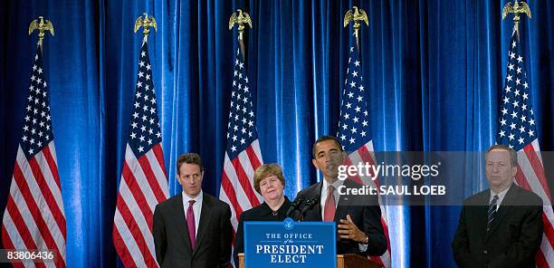 President-elect Barack Obama announces New York Federal Reserve Bank president Timothy Geithner as his choice for treasury secretary, Christina Romer...