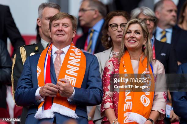 King Willem-Alexander of the Netherlands and Queen Maxima of the Netherlands watch on during their Group A match between Netherlands and Norway...