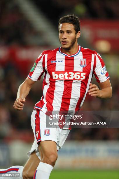 Ramadan Sobhi of Stoke City during the Carabao Cup Second Round match between Stoke City and Rochdale at Bet365 Stadium on August 23, 2017 in Stoke...