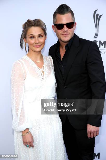 Singer-songwriter Clare Bowen and Brandon Robert Young attend the 11th Annual ACM Honors at the Ryman Auditorium on August 23, 2017 in Nashville,...