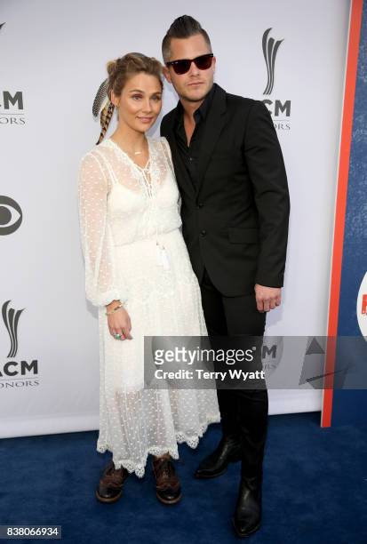 Singer-songwriter Clare Bowen and Brandon Robert Young attend the 11th Annual ACM Honors at the Ryman Auditorium on August 23, 2017 in Nashville,...