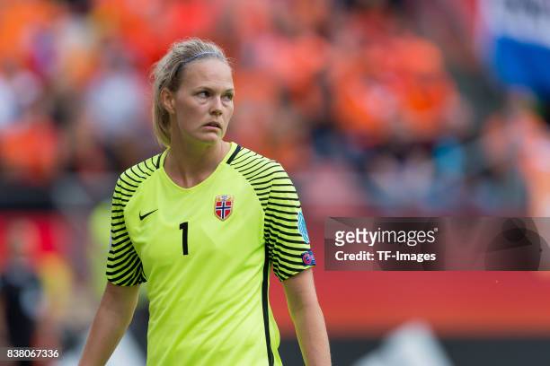 Goalkeeper Ingrid Hjelmseth of Norway looks on during their Group A match between Netherlands and Norway during the UEFA Women's Euro 2017 at Stadion...