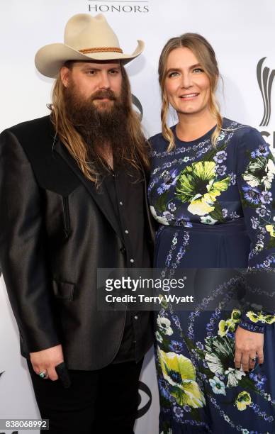 Singer-songwriters Chris Stapleton and Morgane Stapleton attend the 11th Annual ACM Honors at the Ryman Auditorium on August 23, 2017 in Nashville,...