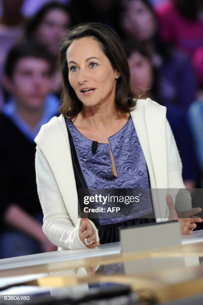 French socialist Segolene Royal appears on the French TV channel Canal + talk show "Le Grand Journal" on November 24, 2008 in Paris. France's feuding...