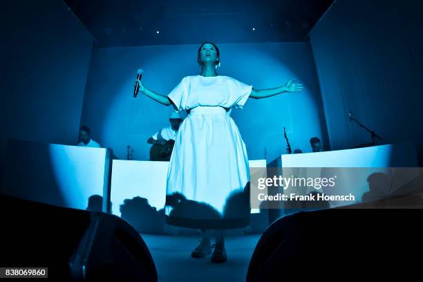 German singer Balbina performs live on stage during the Festival Pop-Kultur at the Kulturbrauerei on August 23, 2017 in Berlin, Germany.