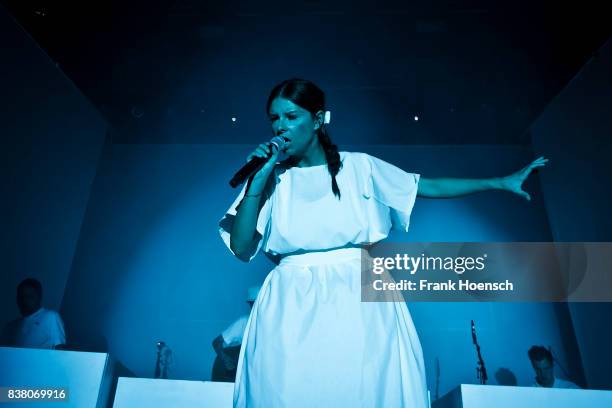 German singer Balbina performs live on stage during the Festival Pop-Kultur at the Kulturbrauerei on August 23, 2017 in Berlin, Germany.