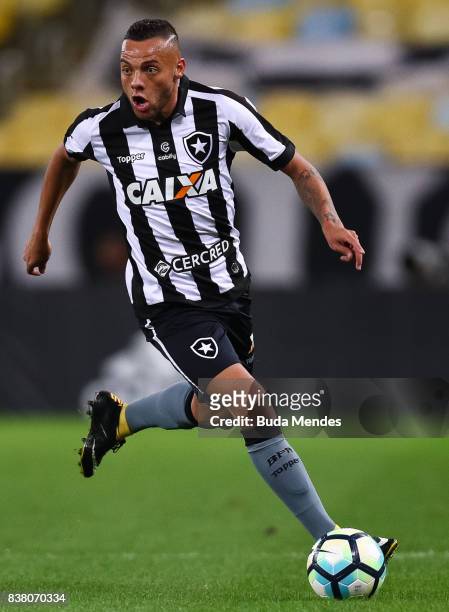 Guilherme of Botafogo controls the ball during a match between Flamengo and Botafogo part of Copa do Brasil Semi-Finals 2017 at Maracana Stadium on...
