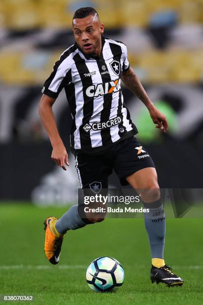 Guilherme of Botafogo controls the ball during a match between Flamengo and Botafogo part of Copa do Brasil Semi-Finals 2017 at Maracana Stadium on...