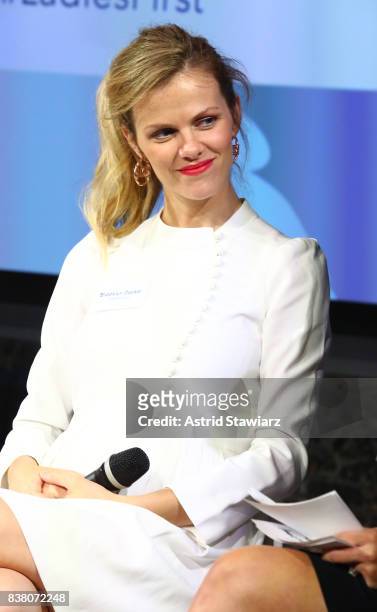 Founder of FINERY.com Brooklyn Decker participates in the "CHAMPION EQUALITY. MAKE IT YOUR BUSINESS." panel event hosted by Keds & LOLA to celebrate...