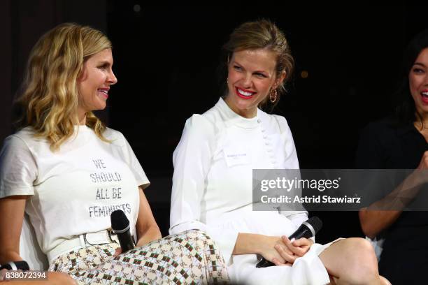Founders of FINERY.com Whitney Casey and Brooklyn Decker participate in the "CHAMPION EQUALITY. MAKE IT YOUR BUSINESS." panel event hosted by Keds &...