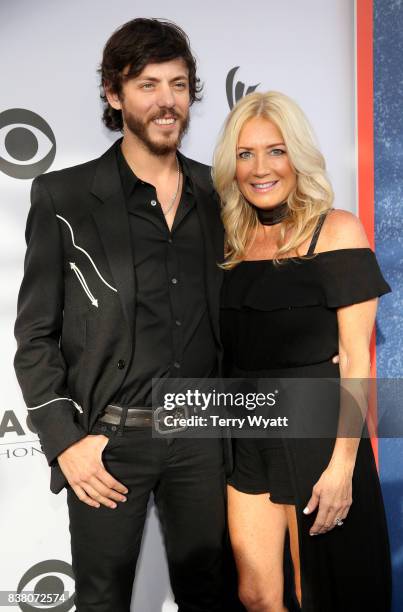 Singer-songwriter Chris Janson and Kelly Lynn attend the 11th Annual ACM Honors at the Ryman Auditorium on August 23, 2017 in Nashville, Tennessee.