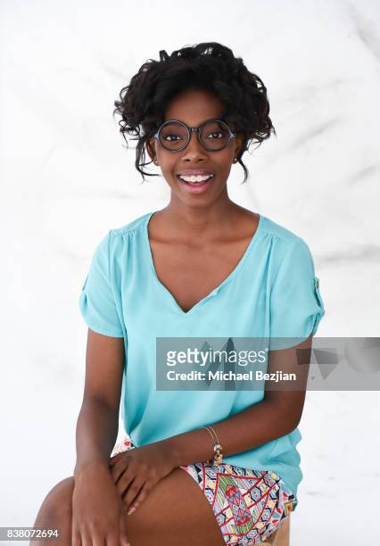 Auri Brown poses for portrait at Don Most Visits At TAP - The Artists Project on August 23, 2017 in Los Angeles, California.