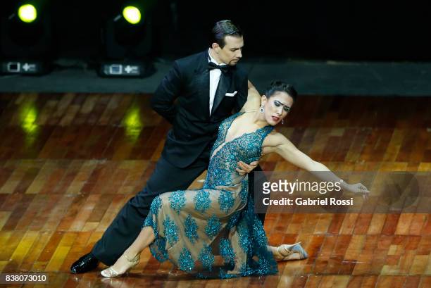Simone Facchini and Camila Delphim of Italy dance during the final round of the Tango Stage competition as part of the Buenos Aires International...