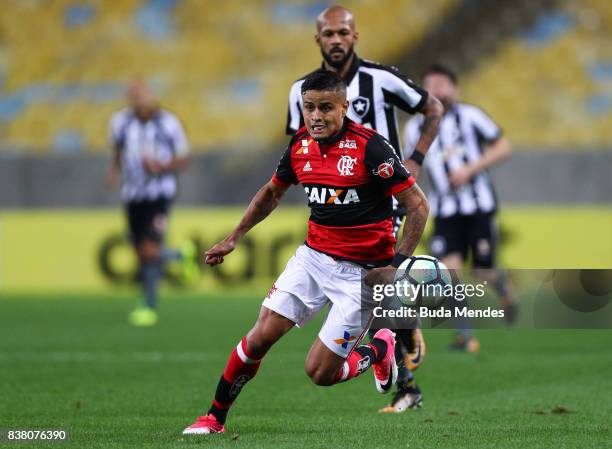 Everton of Flamengo struggles for the ball with Bruno Silva of Botafogo during a match between Flamengo and Botafogo part of Copa do Brasil...