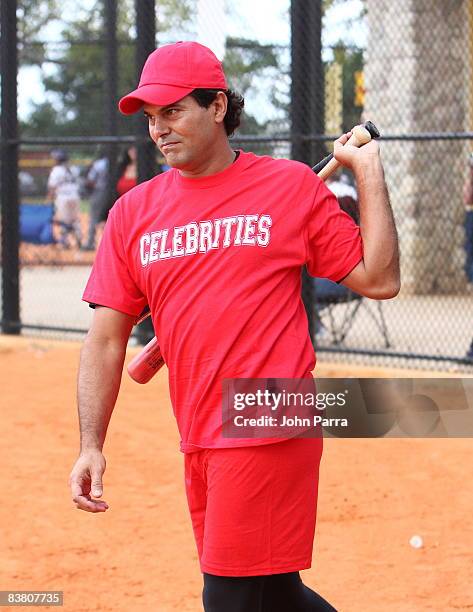 Actor Francisco Gattorno participates in the Osvaldo Rios Celebrity Softball Game To Benefit Amigos For Kids at Grapeland Water Park on November 23,...